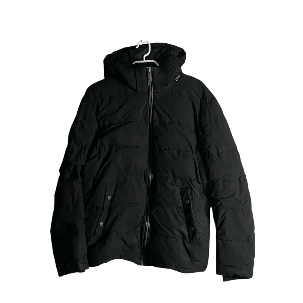 Wolf & Hank Men's Black Hooded Puffer Jacket